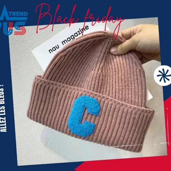 Winter unisex multi color C letter beanie cap - Picture 6 of 10